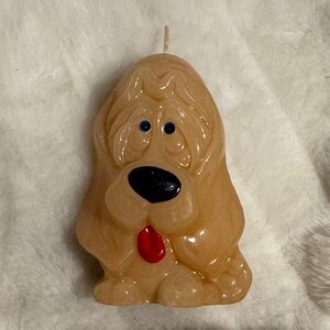Vintage Tan Puppy Dog Candle with Red Tongue